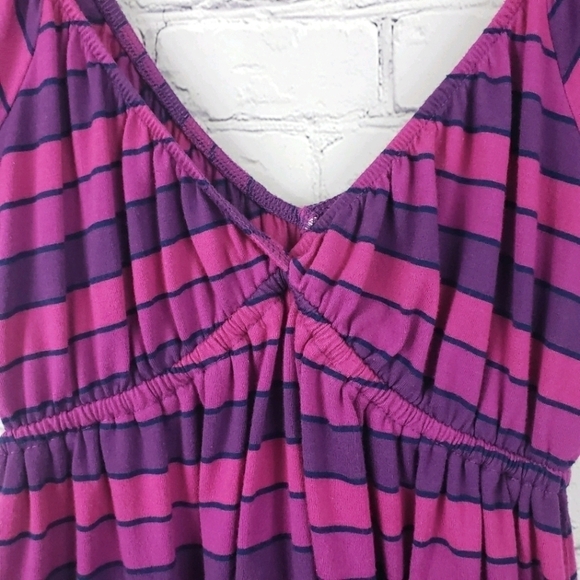 WET SEAL Stretch V-Neck Striped Casual Top Size M - Picture 4 of 8